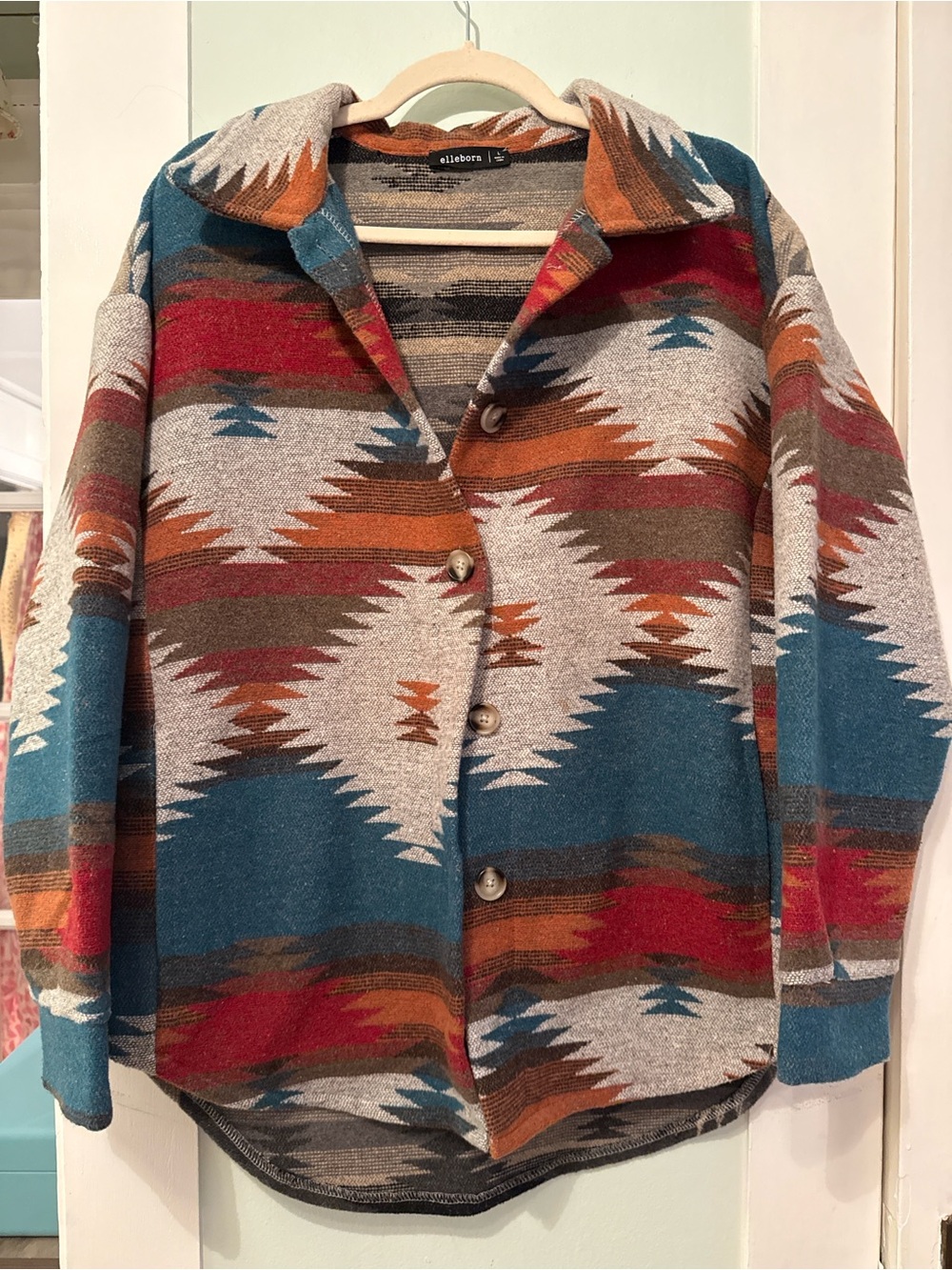 Elleborn Multicolor Aztec Button-Up Jacket from Boutique